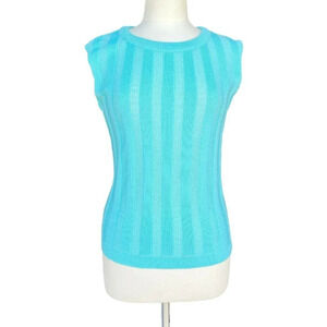 JAMES KENROB Size 18 Blue Ribs Knits Sleeveless Sweater